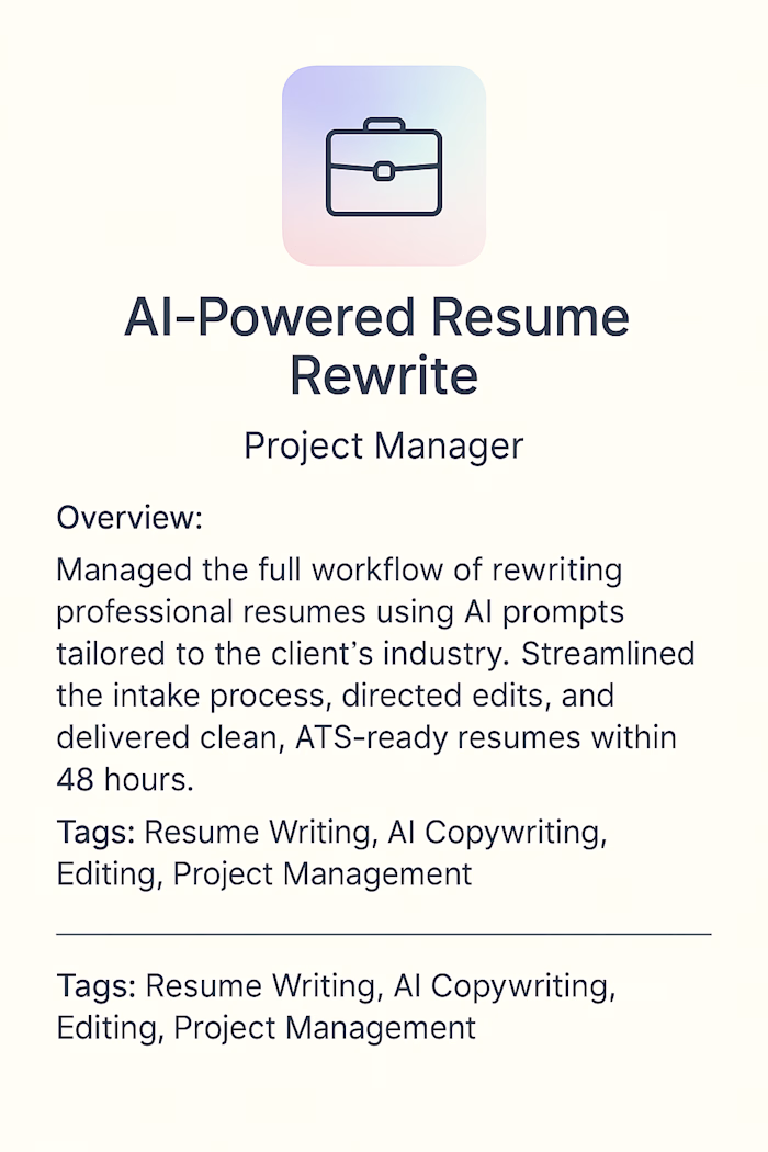 AI Resume Rewrite Workflow (48hr Turnaround)