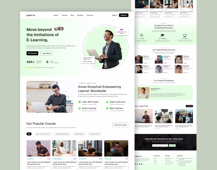 E-Learning website uiux design in figma