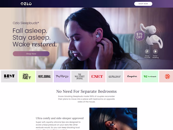 Ozlo Snore Blocker – Figma to Replo Landing Page Development