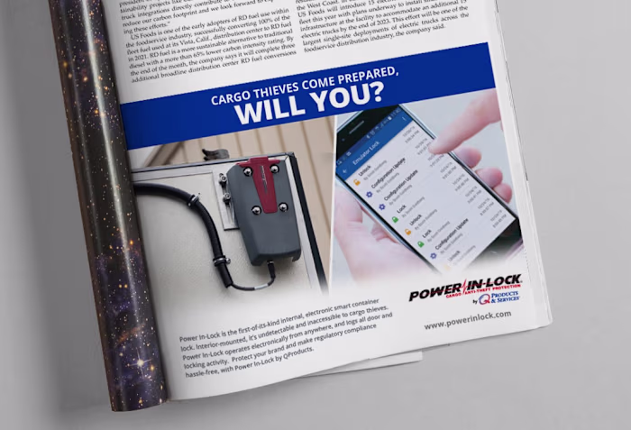 Half page print ad for QProducts / Power In-Lock.