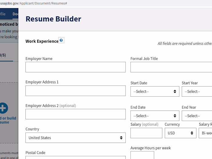 Standout Federal Resume in USAJOBS builder