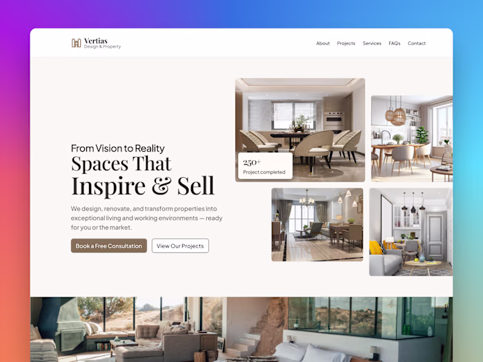 Veritas Interior & Exterior Design Landing Page