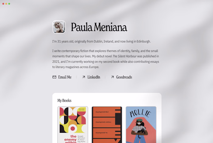 Blog Page For a Writer