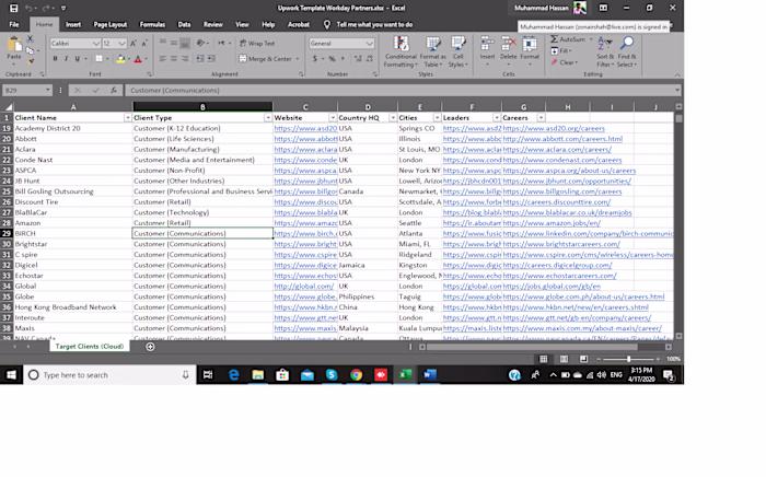 Research and collection of data