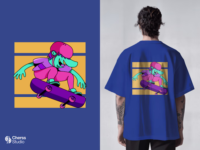 Alien skateboard T-Shirt Design