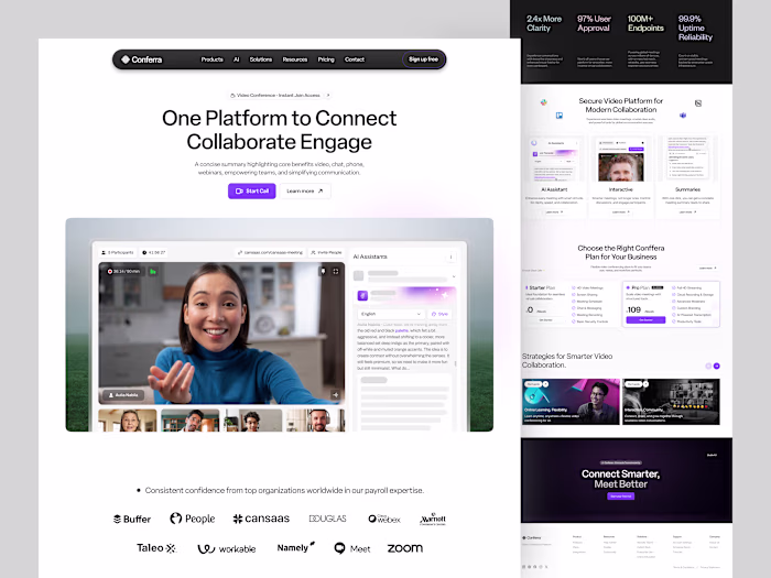 Conferra Video Conference Landing Page