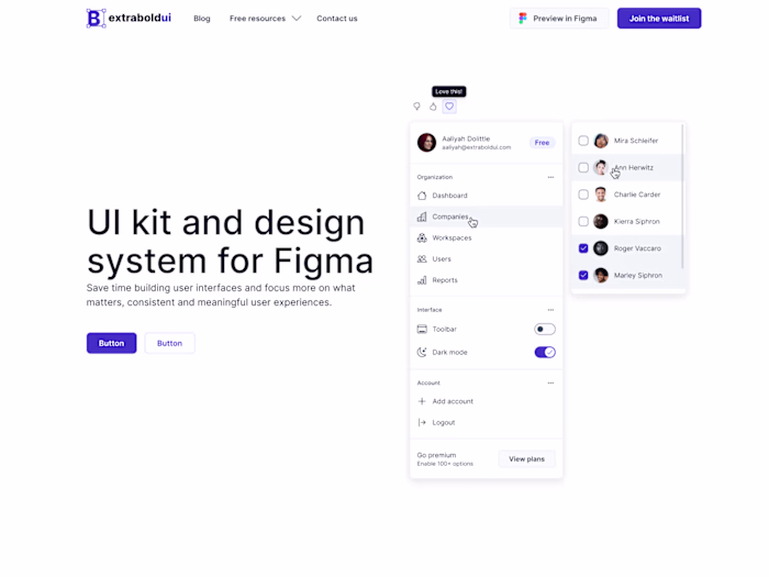 ExtraBold UI website - designed in Figma, built with Elementor