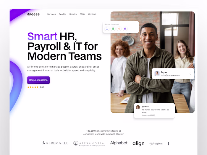 Landing Page Design for HR & Payroll SaaS Platform