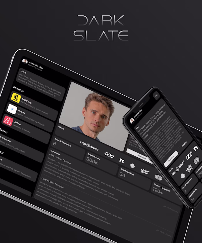Dark Slate | Personal Portfolio Framer Template
