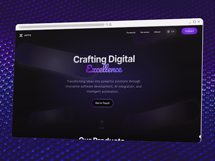Dark-Themed Landing Page Design and Deployment