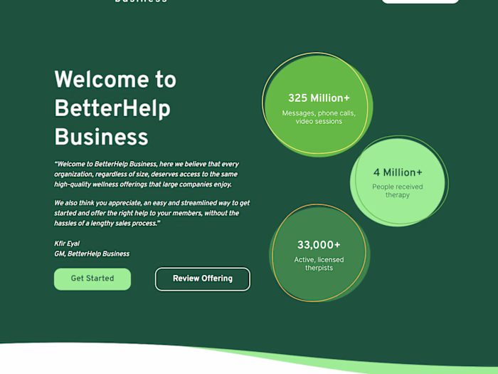Designed a B2B responsive landing page for Betterhelp on Figma