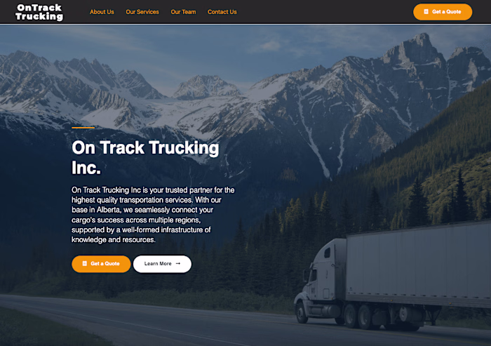 Website Design : OnTrack Trucking