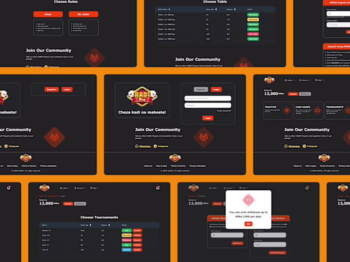 Winning UI Design for KADI Pro Poker Platform