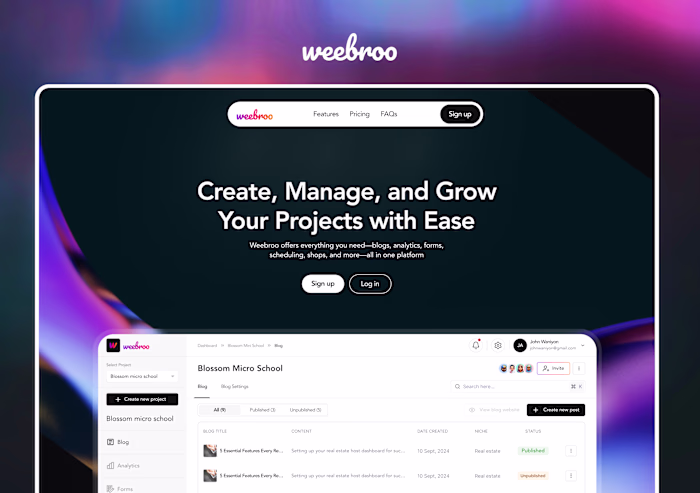 Weebro Website Landing Page Design