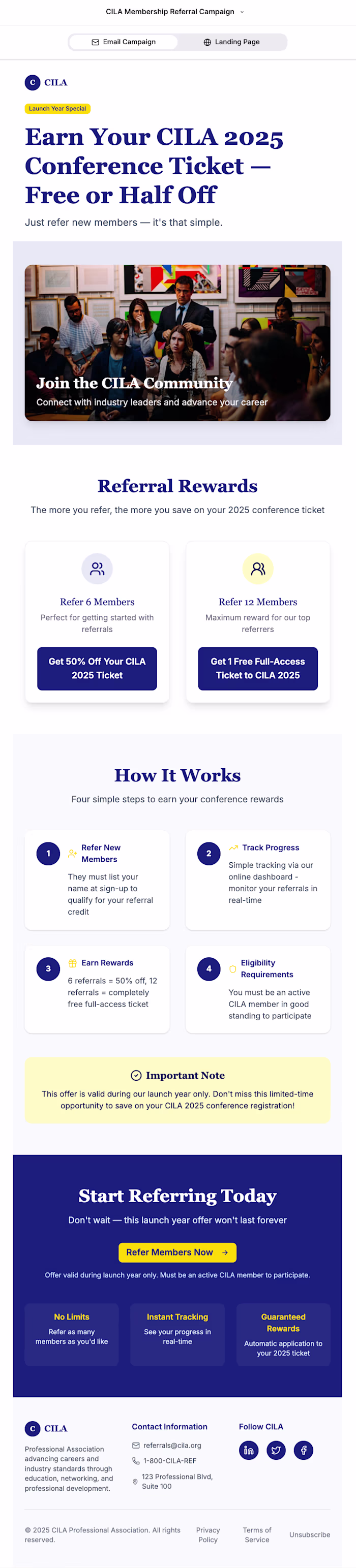 Membership Referral Program - Email Campaign Launch for CILA