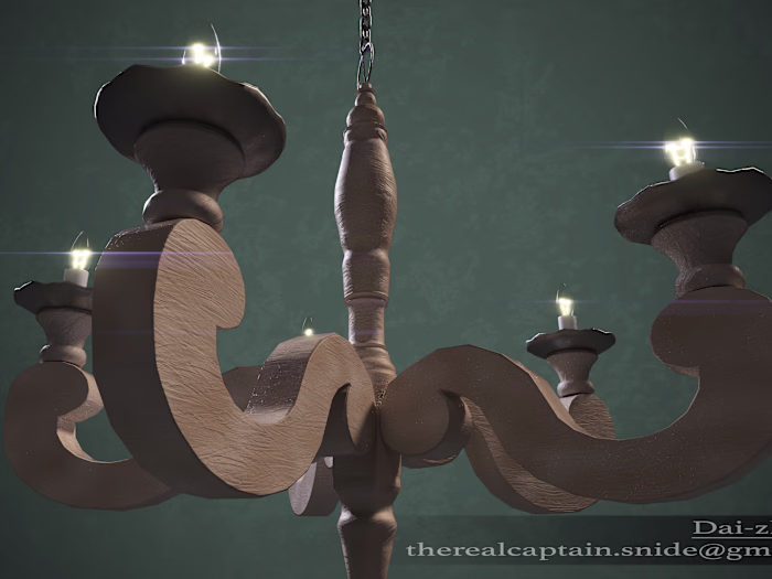 Wooden Chandelier - 3D model by Dai-zha (@CaptainSnide)