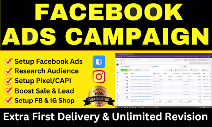 I will run facebook ads, shopify ads, shopify fb ads, instagram…