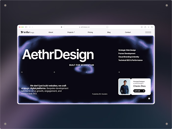 AethrDesign Portfolio Website (Framer Dev + Figma Design)