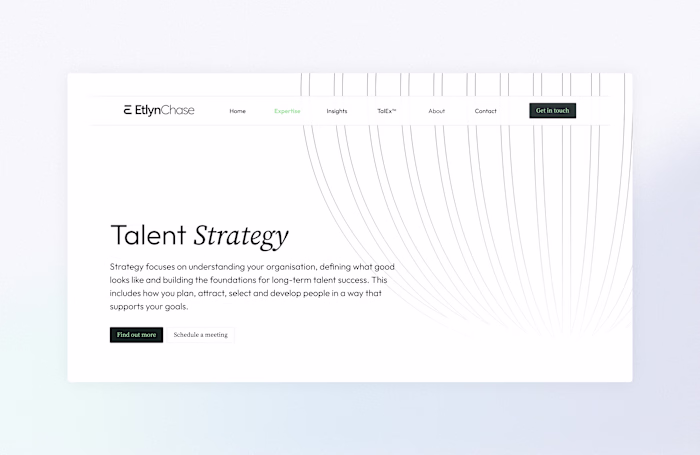Hero sections for sub service pages for senior talent search...