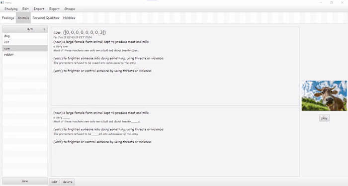 Desktop App for Vocabulary Memorization