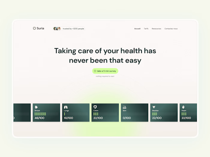 Health Tracking Landing Page