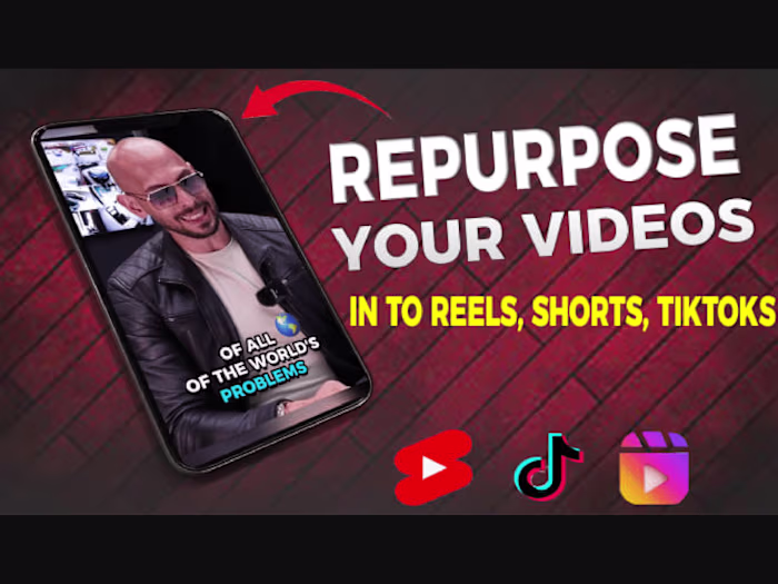I will repurpose your video to TikToks, IG-Reels, Shorts