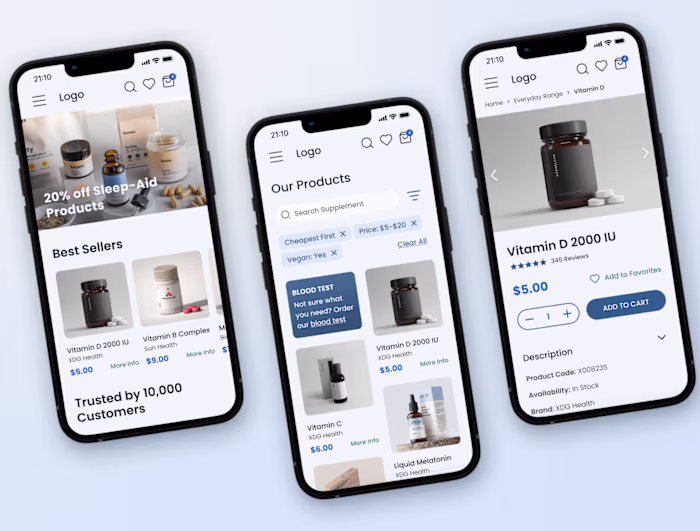 Ecommerce Mobile Website for a Supplements Store