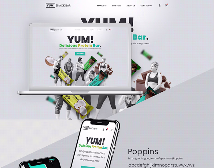 Yum! Delicious Protein Bar. Responsive Web Design