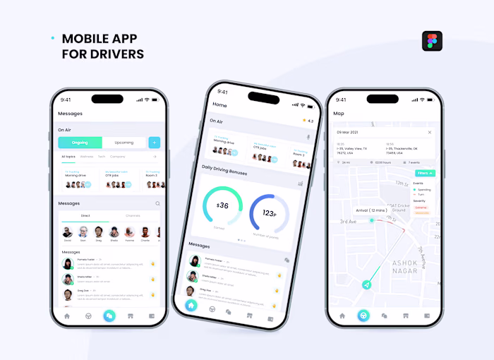 Mobile app for drivers