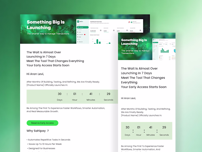 Product Launch Email Design for Sahlpay using Stripo