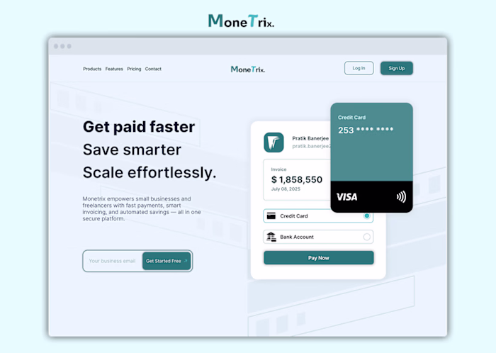 Hero Section Design for MoneTrix Fintech App