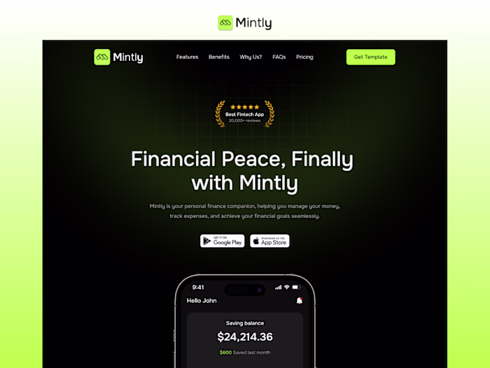 Mintly - A Framer Template for Startups