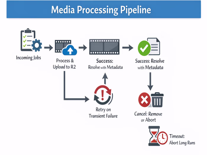 Media Processing Pipeline with Retry Logic