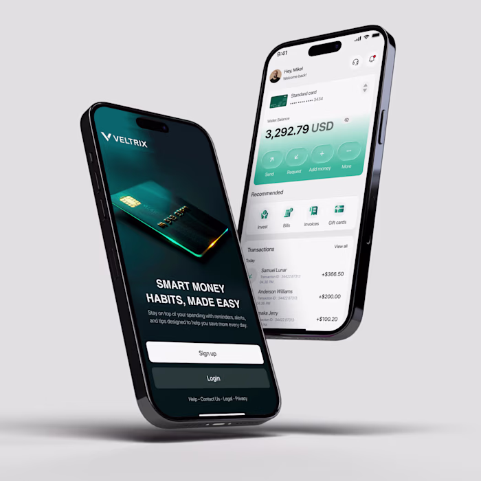 Veltrix Fintech App Design