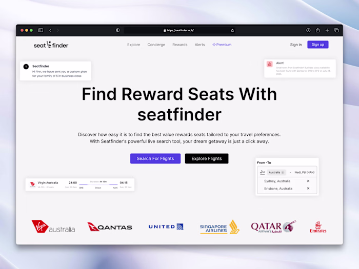 Seatfinder - Find reward seats instantly I Build on Framer