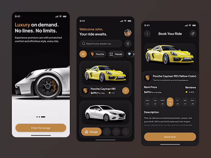 Luxury Car Rental Mobile UI Design