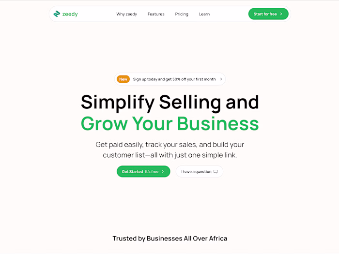 Zeedy Store Landing Page