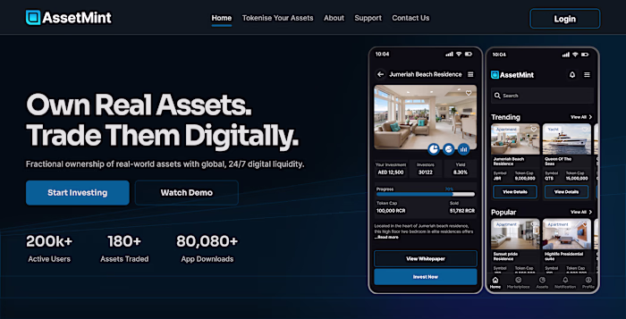 Hero section for a RWA product.