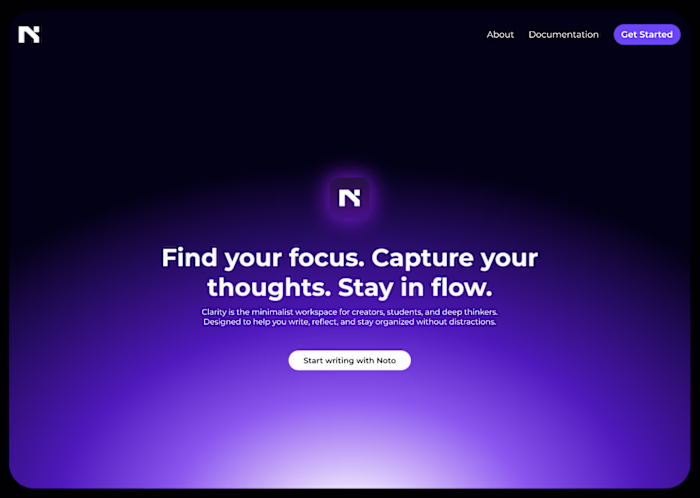 Noto App Landing Page Design