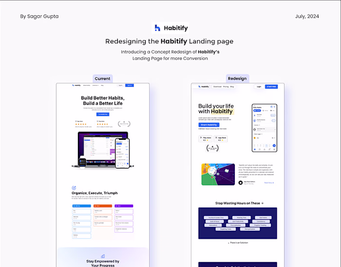 Habitify - A simple Habit Tracker Landing Page Redesign 