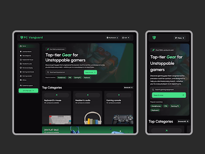 Gaming Equipment Online Store – Branding & UX/UI