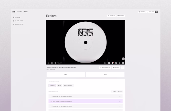 Lazyrecords, music discovery app