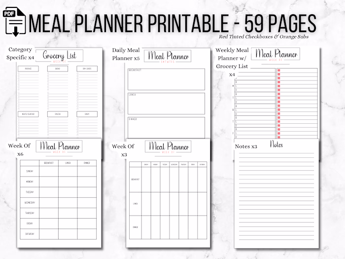 Meal Planner Printable - 59 Pages!