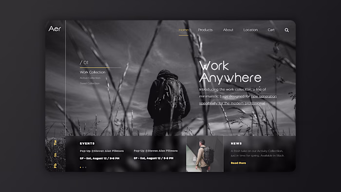 Landing Page Design for Minimalistic Bag Brand