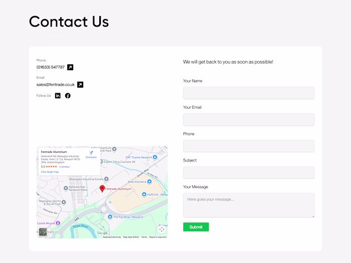 Redesign and build of the website for Fentrade Aluminium, a ...