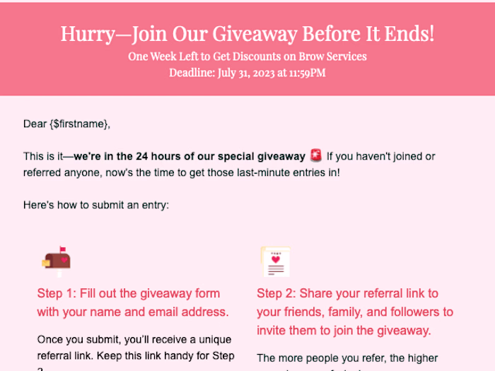Eyecandy Lash Beauty — Giveaway Email Campaign [IN PROGRESS]