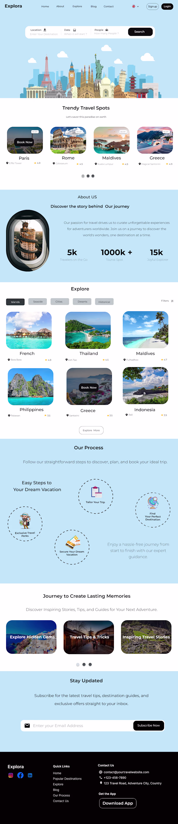 Explora: Travel Website UI Design