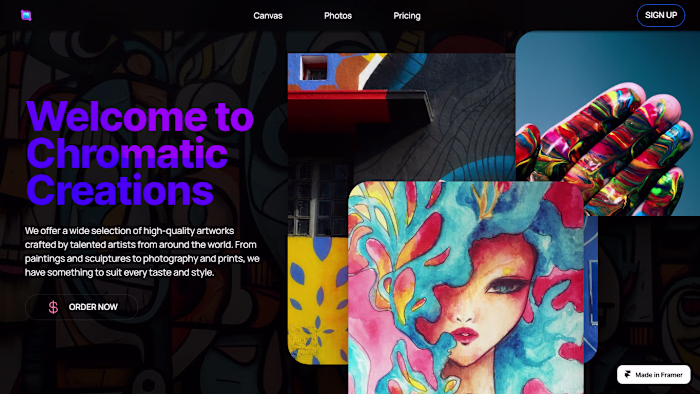 Landing Page for a Dynamic Online Gallery