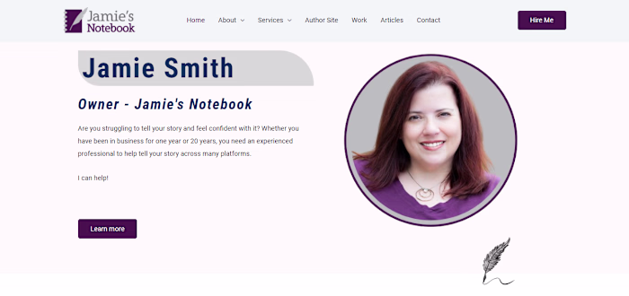 Portfolio Website for Jamie’s Notebook