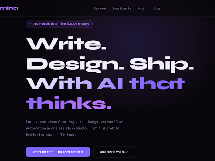 Lumina is a landing page